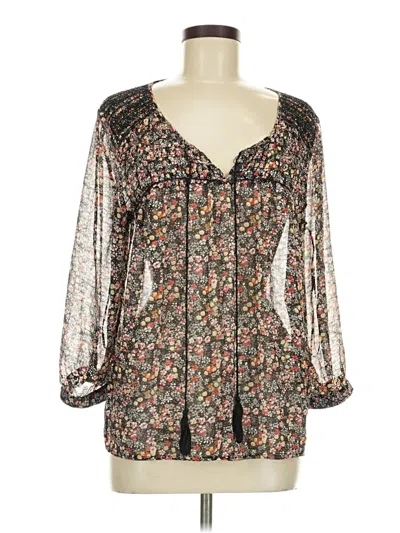 Pre-owned Two By Vince Camuto 3/4 Sleeve Blouse In Black