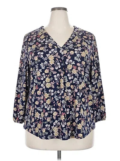Pre-owned Two By Vince Camuto 3/4 Sleeve Blouse In Blue