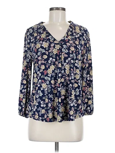 Pre-owned Two By Vince Camuto 3/4 Sleeve Blouse In Blue