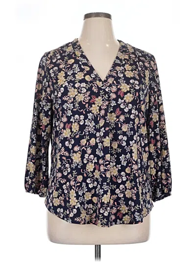 Pre-owned Two By Vince Camuto 3/4 Sleeve Blouse In Blue