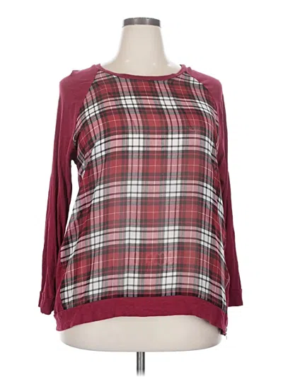Pre-owned Two By Vince Camuto 3/4 Sleeve Blouse In Burgundy