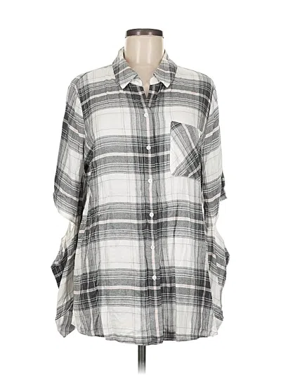 Pre-owned Two By Vince Camuto 3/4 Sleeve Henley Shirt In Gray