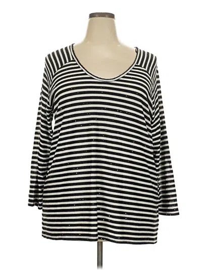 Pre-owned Two By Vince Camuto 3/4 Sleeve Top Black Scoop Neck Tops