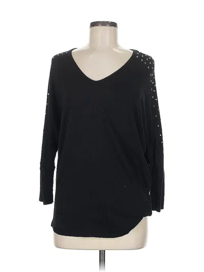 Pre-owned Two By Vince Camuto 3/4 Sleeve Top Black V Neck Tops
