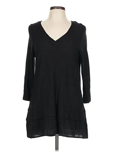 Pre-owned Two By Vince Camuto 3/4 Sleeve Top Black V Neck Tops