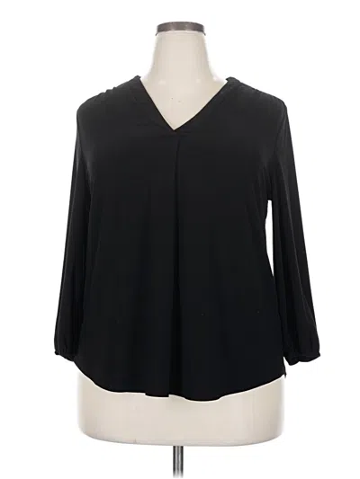 Pre-owned Two By Vince Camuto 3/4 Sleeve Top Black V-neck Tops