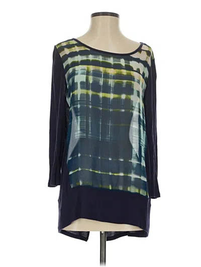 Pre-owned Two By Vince Camuto 3/4 Sleeve Top Blue Square Neckline Tops