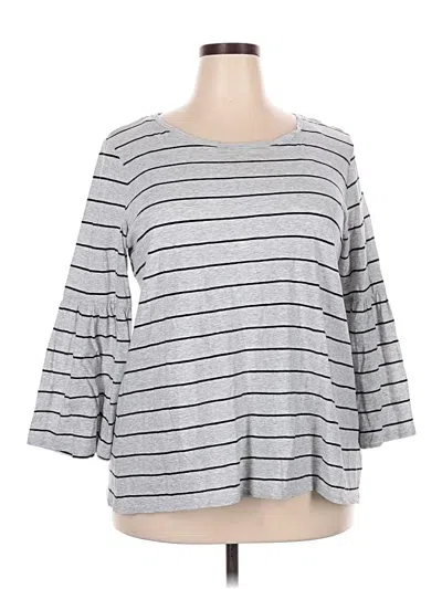 Pre-owned Two By Vince Camuto 3/4 Sleeve Top Gray Boatneck Tops