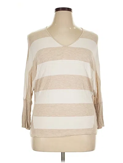 Pre-owned Two By Vince Camuto 3/4 Sleeve T-shirt In Tan