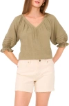 Two By Vince Camuto Cotton Gauze Puff Sleeve Top