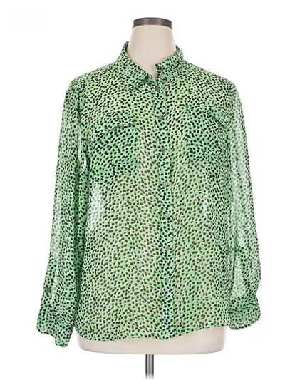 Pre-owned Two By Vince Camuto Long Sleeve Blouse In Green