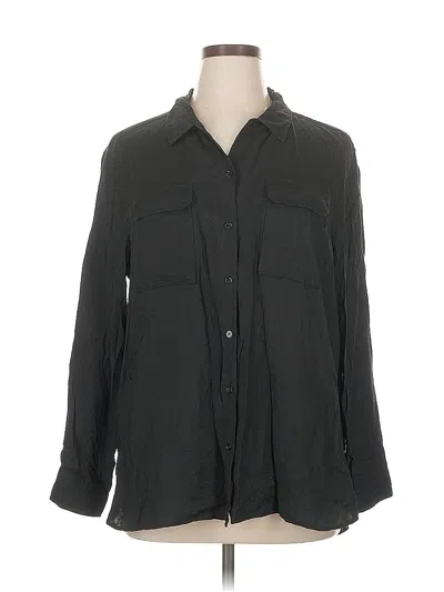 Pre-owned Two By Vince Camuto Long Sleeve Button Down Shirt In Black