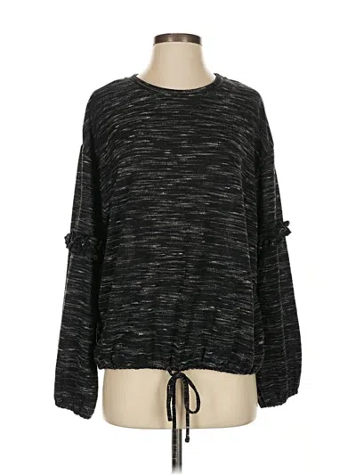 Pre-owned Two By Vince Camuto Long Sleeve Top Black Crew Neck Tops