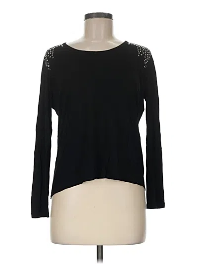 Pre-owned Two By Vince Camuto Long Sleeve Top Black Scoop Neck Tops