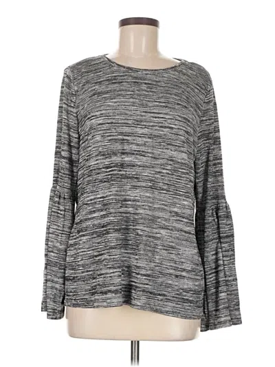 Pre-owned Two By Vince Camuto Long Sleeve Top Gray Boatneck Tops