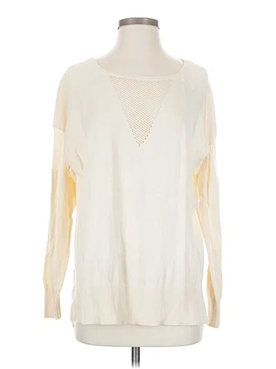 Pre-owned Two By Vince Camuto Long Sleeve Top Ivory Crew Neck Tops