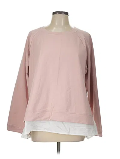 Pre-owned Two By Vince Camuto Long Sleeve Top Pink Crew Neck Tops