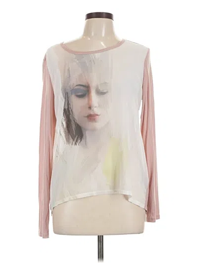 Pre-owned Two By Vince Camuto Long Sleeve Top Pink Scoop Neck Tops