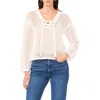 Two By Vince Camuto Open Stitch Lace-up Top In White