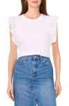 Two By Vince Camuto Ruffle Eyelet Tank Top In Ultra White