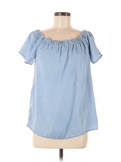 Pre-owned Two By Vince Camuto Short Sleeve Blouse In Blue