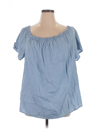 Pre-owned Two By Vince Camuto Short Sleeve Blouse In Blue