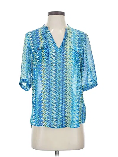 Pre-owned Two By Vince Camuto Short Sleeve Blouse In Blue