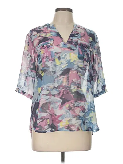Pre-owned Two By Vince Camuto Short Sleeve Blouse In Silver