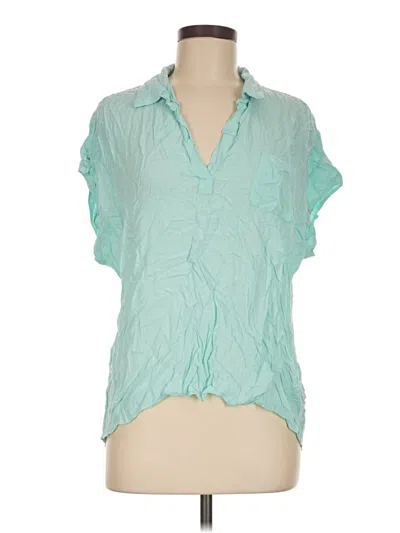 Pre-owned Two By Vince Camuto Short Sleeve Polo Shirt In Teal