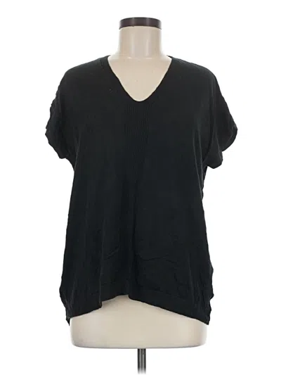 Pre-owned Two By Vince Camuto Short Sleeve Top Black V-neck Tops