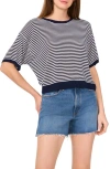 Two By Vince Camuto Stripe Elbow Sleeve Sweater In Classic Navy
