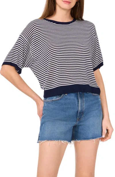 Two By Vince Camuto Stripe Elbow Sleeve Sweater In Classic Navy
