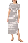 Two By Vince Camuto Stripe Pleated Side Cotton T-shirt Dress In Classic Navy