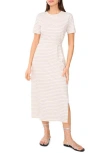 Two By Vince Camuto Stripe Pleated Side Cotton T-shirt Dress In Gray