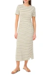 Two By Vince Camuto Stripe Pleated Side Cotton T-shirt Dress In Green