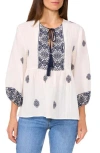 Two By Vince Camuto Tassel Tie Peasant Top In Blue