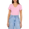 Two By Vince Camuto V-neck Pocket T-shirt In Pink Lilac