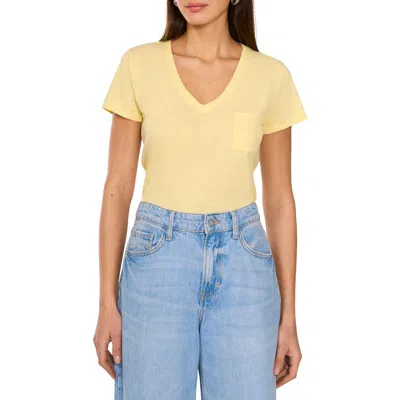Two By Vince Camuto V-neck Pocket T-shirt In Yellow Rose