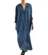 Two Featherweight Long Stripe Caftan Dress In Indigo Stripe In Animal Print
