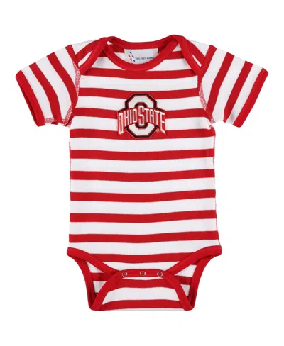 Two Feet Ahead Baby Boys And Girls Scarlet Ohio State Buckeyes Stripe Shoulder Bodysuit In Red