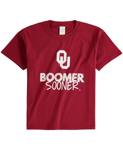Two Feet Ahead Kids' Big Boys Crimson Oklahoma Sooners Crew Neck T-shirt