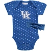 Two Feet Ahead Girls Newborn And Infant Royal Kentucky Wildcats Hearts Bodysuit And Headband Set In Royal