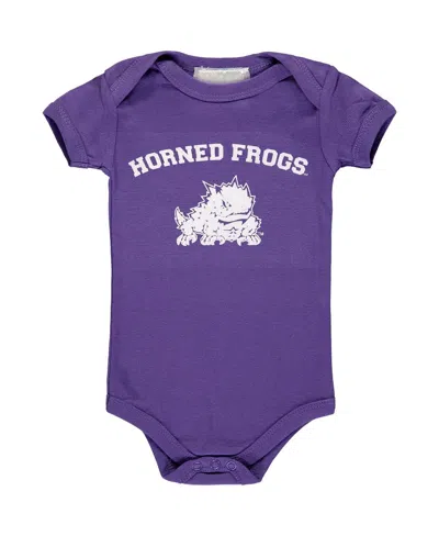 Two Feet Ahead Babies' Infant Boys And Girls Purple Tcu Horned Frogs Arch & Logo Bodysuit