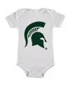 Two Feet Ahead Infant Boys And Girls White Michigan State Spartans Big Logo Bodysuit In White