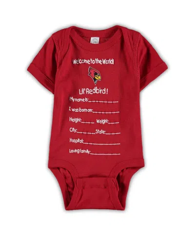 Two Feet Ahead Babies' Newborn And Infant Boys And Girls Red Illinois State Redbirds Welcome To The World Bodysuit