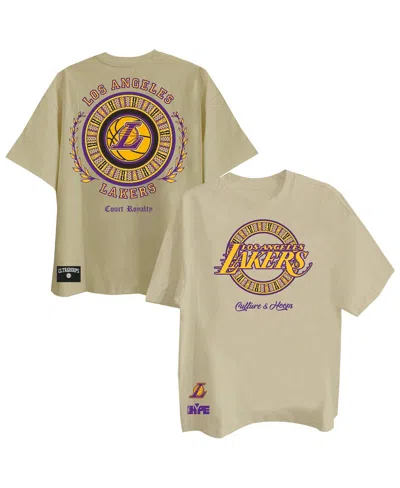 Two Hype Men's Khaki Los Angeles Lakers Worldwide Collection Premium T-shirt In Brown