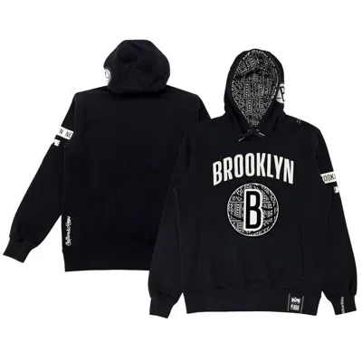 Two Hype Men's And Women's Nba X  Black Brooklyn Nets Culture & Hoops Heavyweight Pullover Hoodie