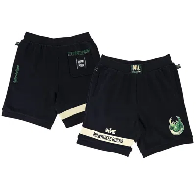 Two Hype Unisex Nba X   Black Milwaukee Bucks Culture & Hoops Premium Classic Fleece Shorts