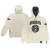 TWO HYPE UNISEX NBA X TWO HYPE  CREAM BROOKLYN NETS CULTURE & HOOPS HEAVYWEIGHT PULLOVER HOODIE