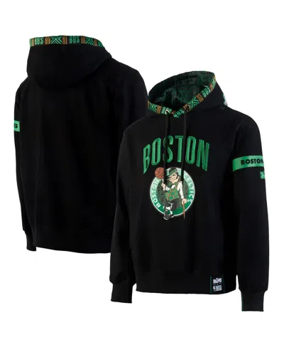 Two Hype X Nba Men's Black Boston Celtics Culture Hoops Collection Premium Pullover Hoodie